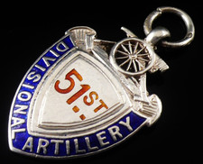 51st Divisional Artillery Sterling Silver Fob Medal, DCM, Distinguished Conduct