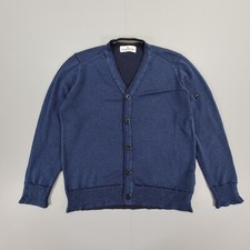 Stone Island Kids Boys Cardigan Navy Blue 10 Years Wool Knitted V Neck