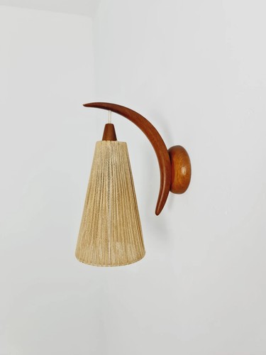 Teak wall lamp with cord - with,