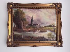 Lloyd Charvis vintage oil painting after J.Constable Salisbury Cathedral framed