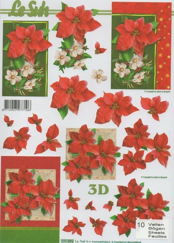 Christmas flowers decoupage - flowers, a4