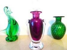 David Wallace Amethyst Glass Perfume Bottle Signed