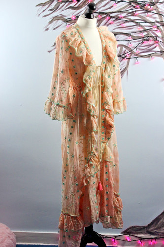 Indian made pink green ruffle - indian,