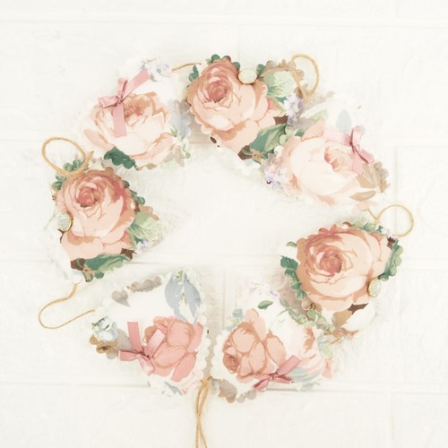 Pink roses fabric heart - fabric,