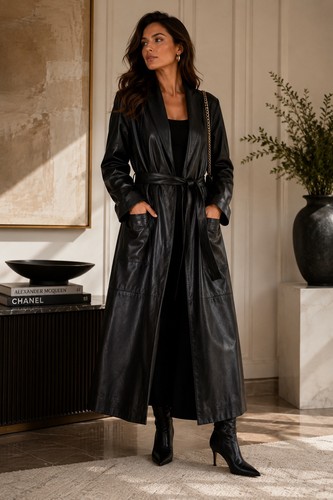 Excelled black leather duster - excelled,