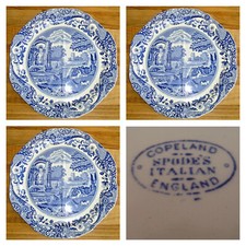 Vintage Copeland Spode Blue & White Plates Set Of 3 Large 9.5" Dia Date Pre 1970