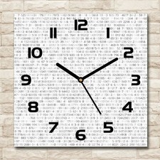 Glass Wall Clock 30x30 Binary code