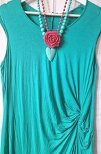 size 12+ M&S Collection jersey bright jade Green dress lagenlook Stretchy Ruched