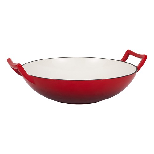 Enamel cast iron wok - cast, pan