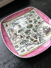 VINTAGE PINK BRITANNIA DESIGNS DARTMOUTH PIN DISH "MAP OF DEVON"