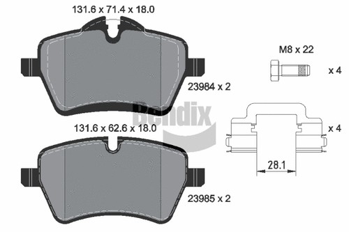 Front brake pad set disc - front,