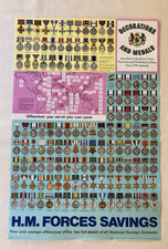H M FORCES National Savings Poster "Decorations & Medals" Army Navy Air Force