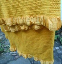 BLANKET WITNEY VINTAGE WOOL CELLULAR GOLD YELLOW SATIN RIBBON BOUND DYLAN