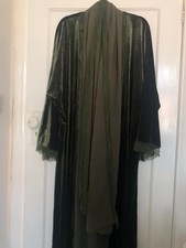 Khaki Velvet And Lace Abaya