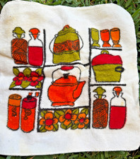 Vintage 1960’s Royal Terry Of California MCM Kitchen Towel Orange Avocado Red!