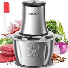 Aigostar Food Processor 500W Vegetable Chopper 1.8L Stainless Steel Bowl, Small 