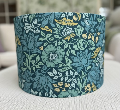 Floral mallow teal blue green - floral,