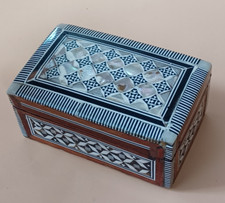 Small Vintage Wooden  Mother Of Pearl Inlaid jewellery box