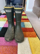 Barbour Olive Wellington Boots Size 4