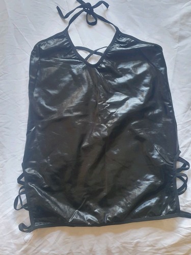 Black faux leather - pvc, halter