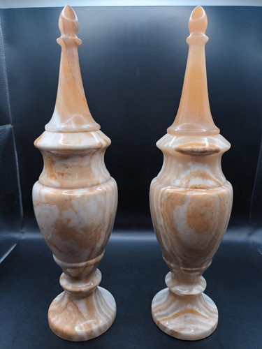 Pair vintage carved onyx - vintage,