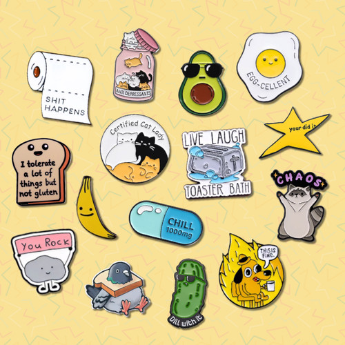 Funny enamel pins - funny, bundle