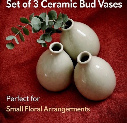 Trio green ceramic - bud, vases