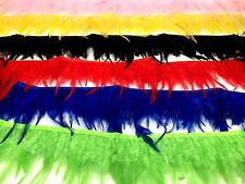 1m ROOSTER HACKLE HEN FEATHER FRINGE TRIM FASCINATOR MATERIAL - BLACK, RED, GOLD