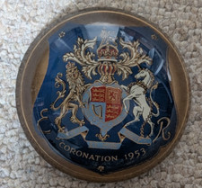 Vintage Queen Elizabeth II 1953 Coronation Glass Paperweight