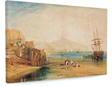 J M W Turner - Scarborough town and castle CANVAS PICTURE PRINT WALL ART 
