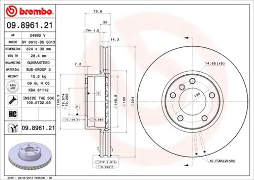 Brake disc internally - 2x,