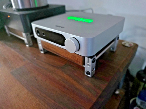 Wood and chrome stand - and,