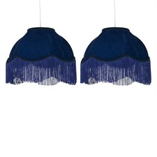 Set of 2 Navy Blue Velvet