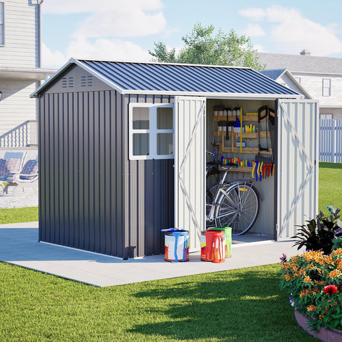 8x6ft metal garden shed - metal,