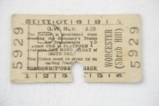 GWR Worcester Shrub Hill Platform Railway Train Ticket 