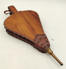 Vintage Fire Bellows Hand Crafted In West Country Hardwood, Leather & Brass