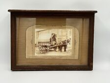 1800's Antique Photograph of Wine Merchant, Dray Work Horse & Cart, Ledged Frame