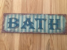 “BATH” metal  tin sign Old