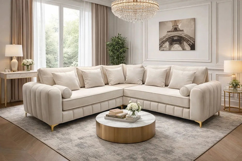 Lilly corner sofa velvet cream - corner,