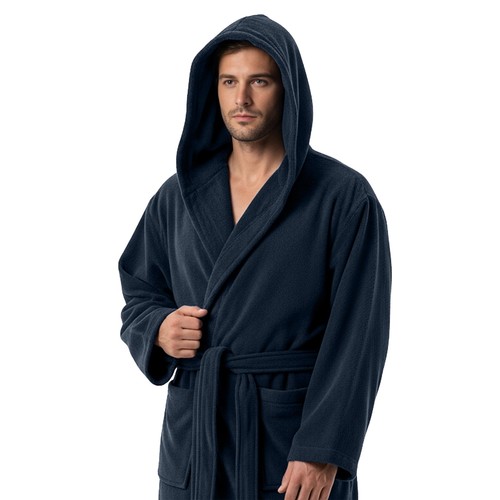 Navy blue hooded organic terry - organic,