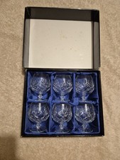 Richmond Hand Made & Cut Lead Crystal Brandy Liquor Glasses x 6 Boxed Bohemia