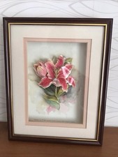 Picture Decoupage 3D Stargazer Lily In Box Frame Unwanted Gift But Lovely