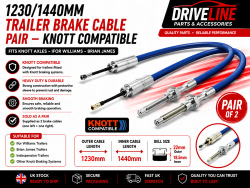Knott trailer brake cable pair - knott,