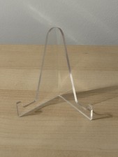 Clear Acrylic Display Stands. Pack Of 12.  Height 10cms.  For Plates, Cards, Etc