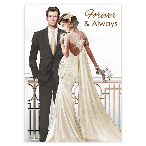 Art deco wedding card - art,