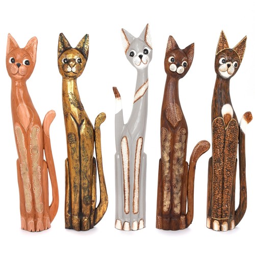 Wooden cats hand carved cm - carved, 80