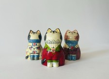 Joan de Bethel Cat Figurines x 3 Small Rye Pottery