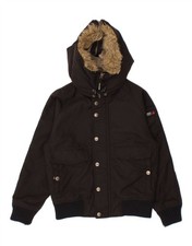 WOOLRICH Boys Hooded Bomber Padded Jacket 7-8 Years Black Nylon BS20