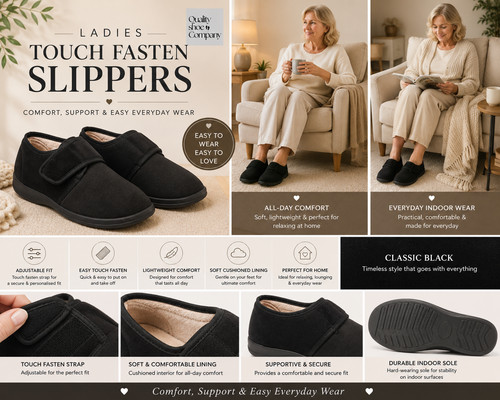 Ladies black touch fasten - ladies,