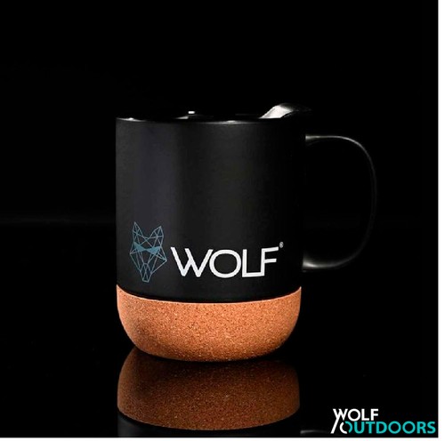 Wolf ceramic mug lid cork - lid, &